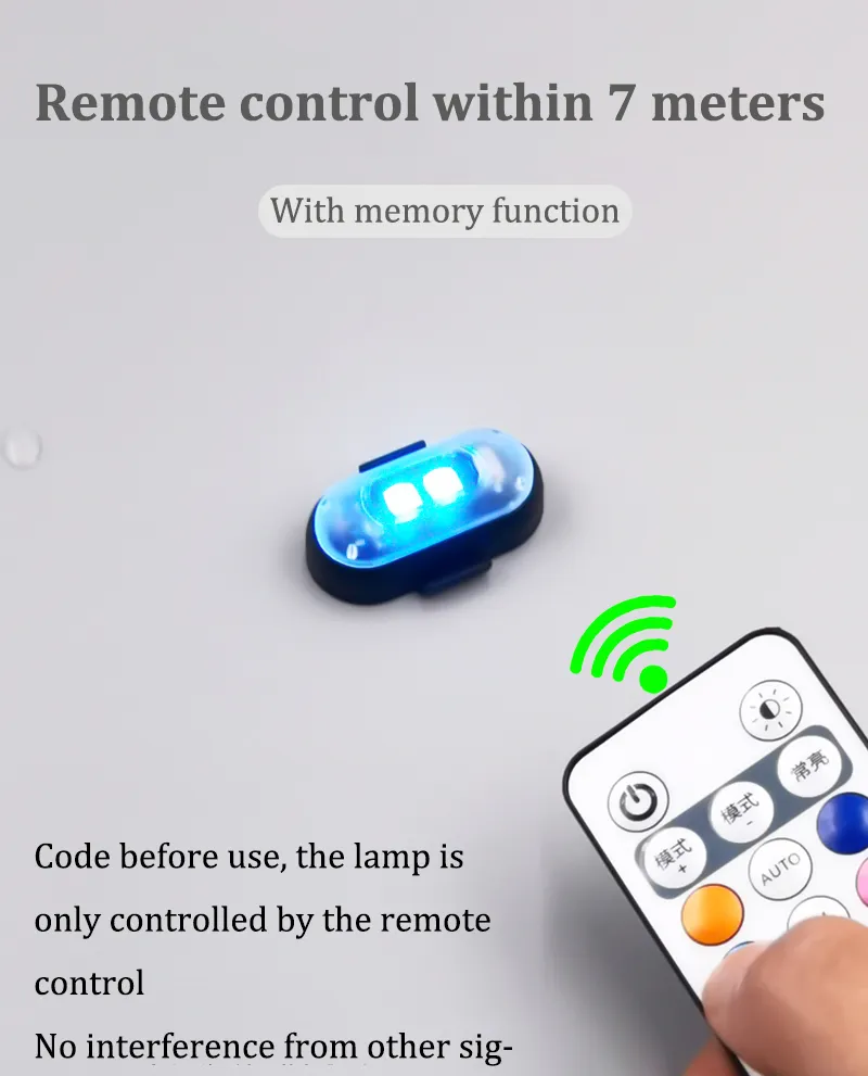 💡 Car Strobe Light 8 Color Remote Motorcycle Flash Led Anti-collision Warning Lamp 💡